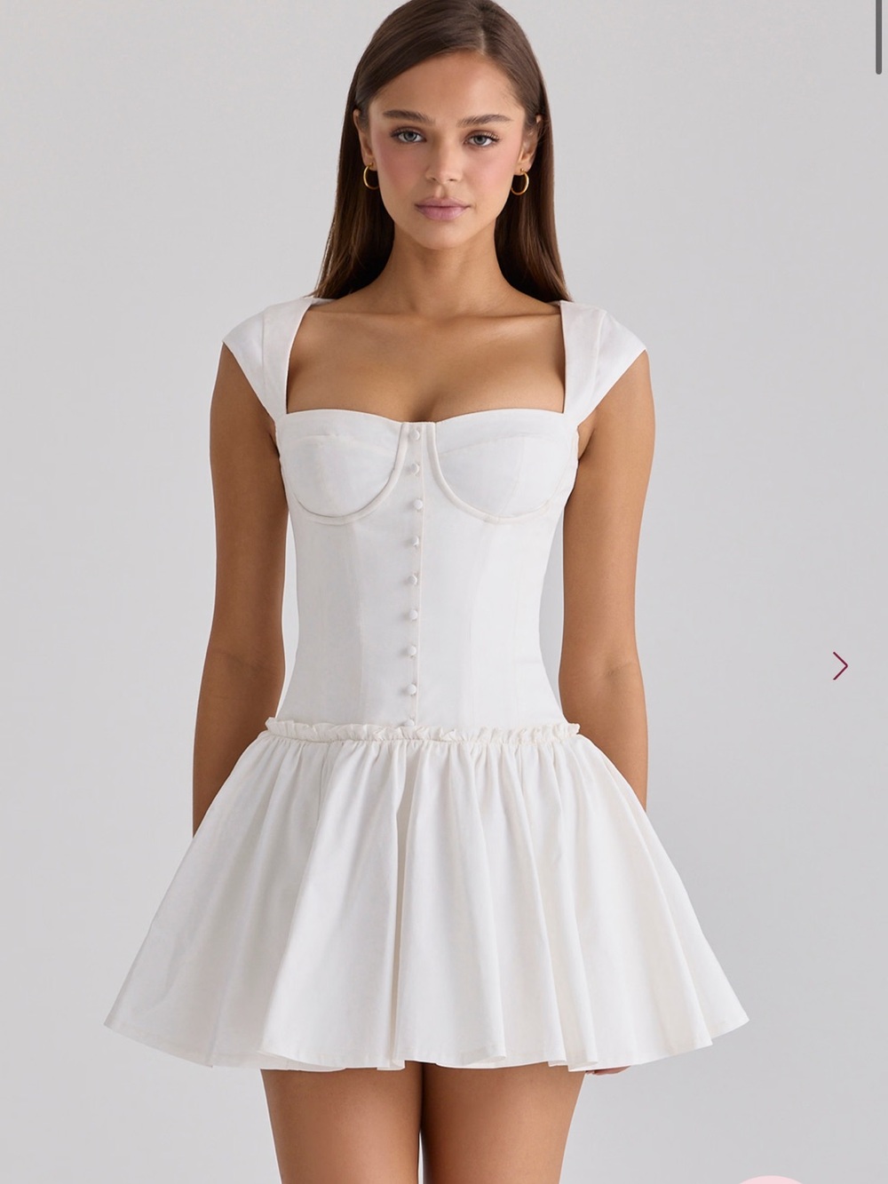House of CB White Cotton Mini Dress-KAIA
